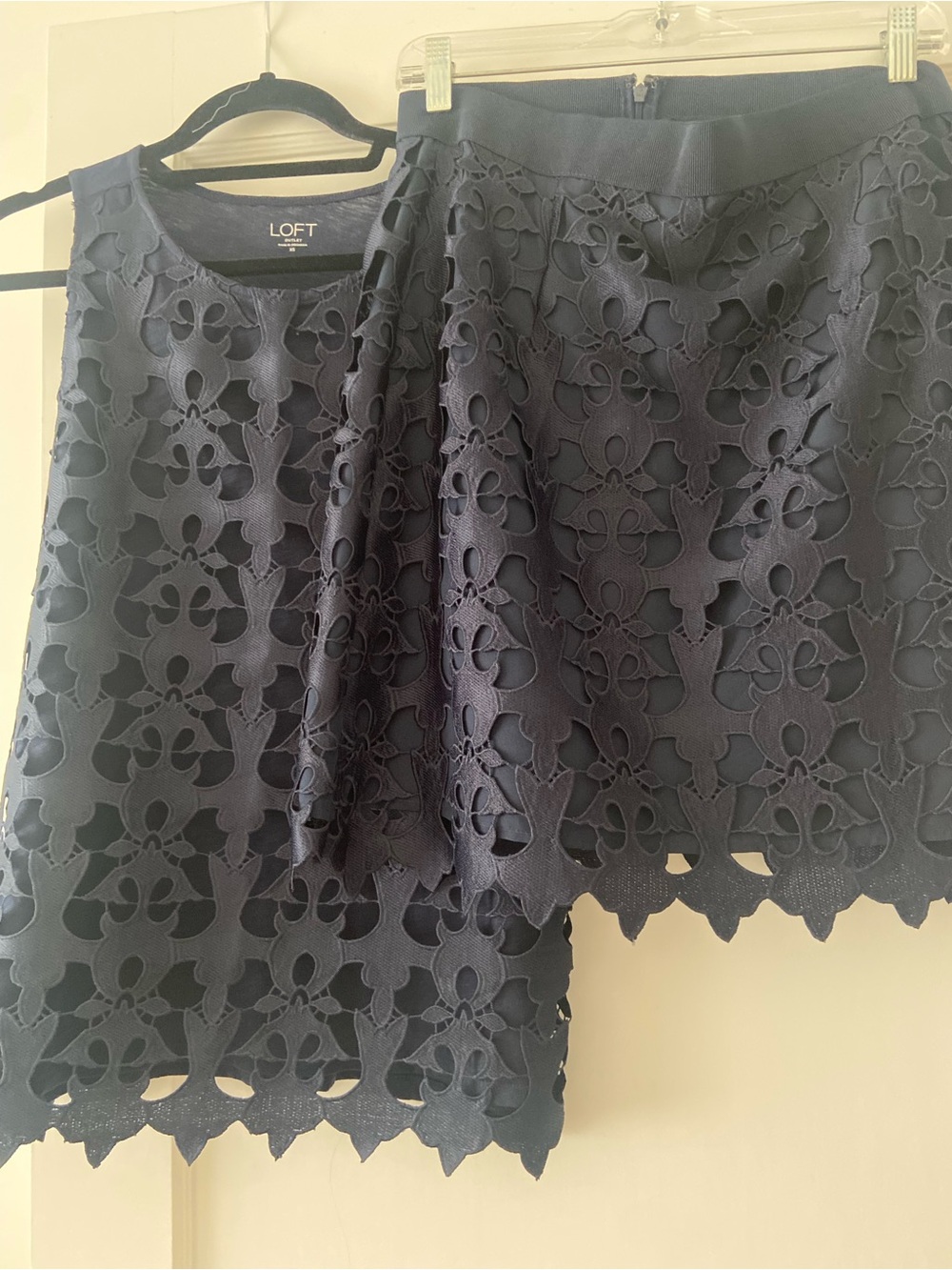 LOFT Navy Eyelet Cutout Tank Top & Skirt Set
NWT
